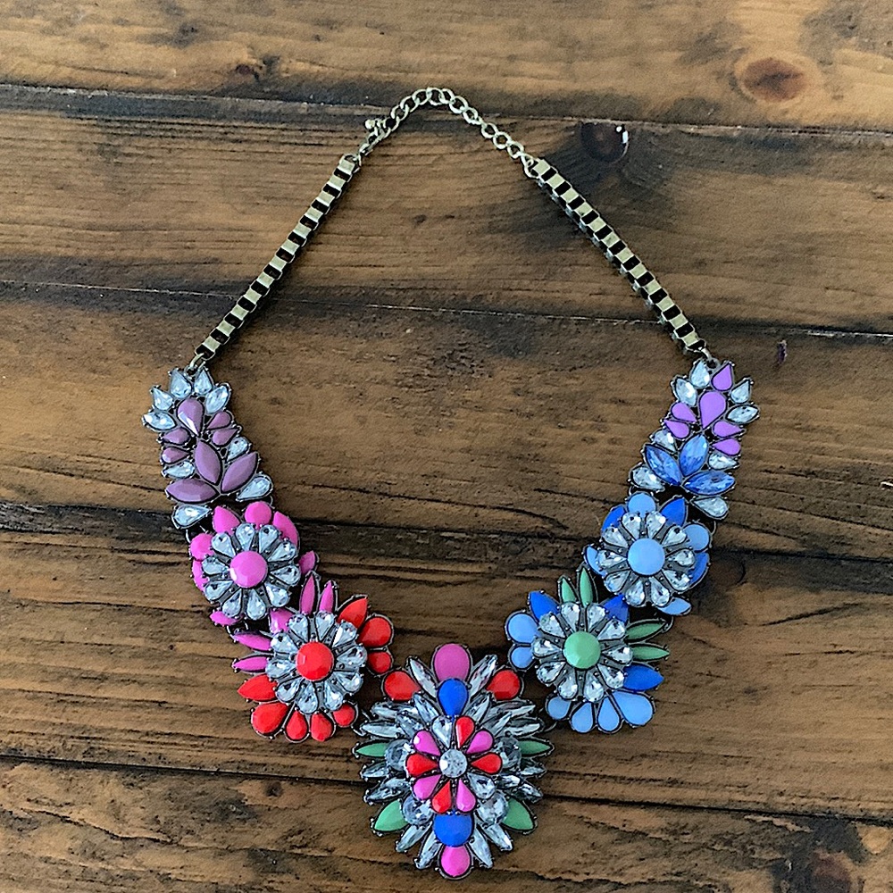 Colorful floral rhinestone Statement Necklace